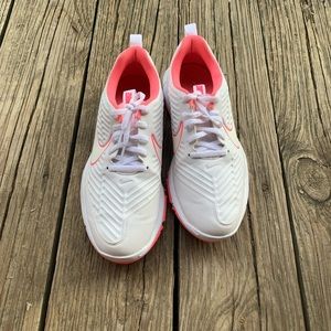 nike golf pink and white tennis shoes